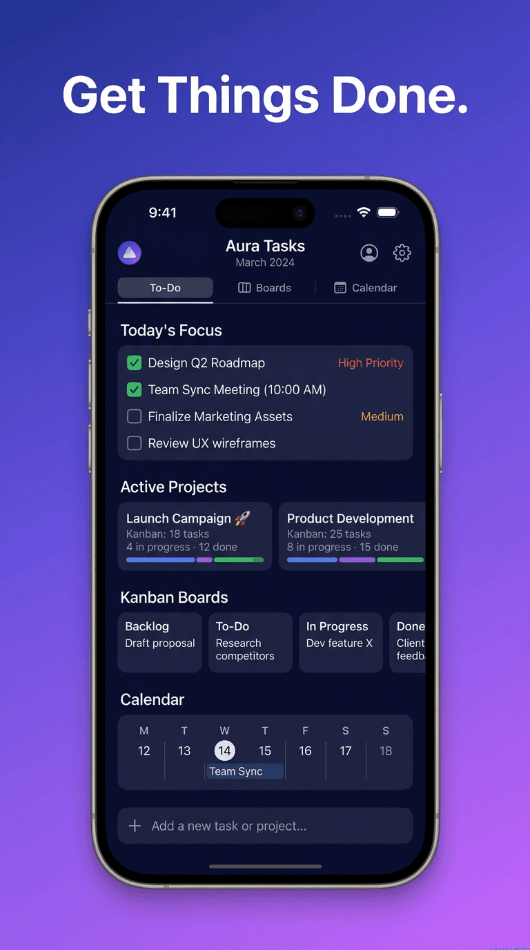 AI generated productivity app screenshot